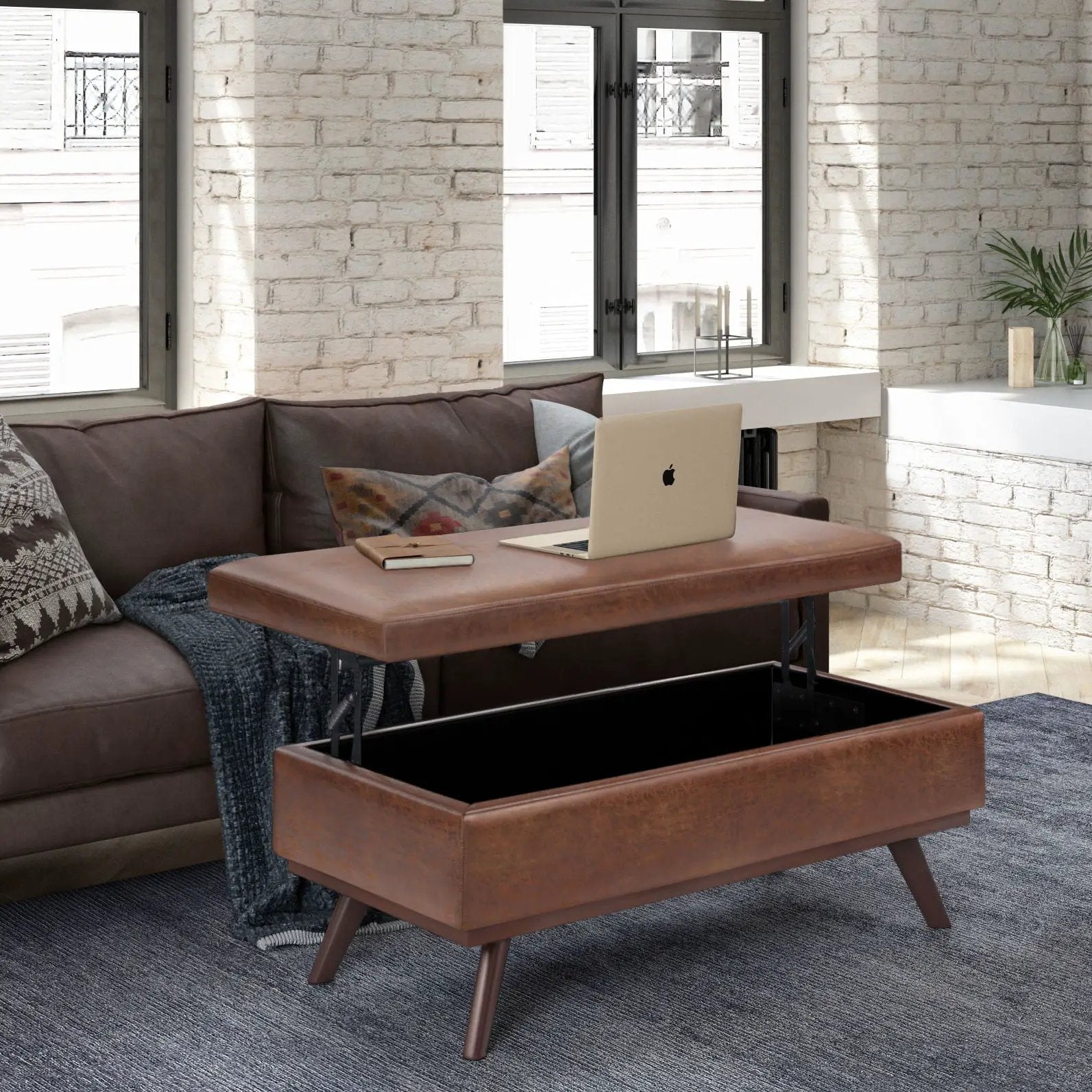 Owen - Lift Top Large Coffee Table Storage Ottoman, Mid Century Style by Unique Piece Furniture