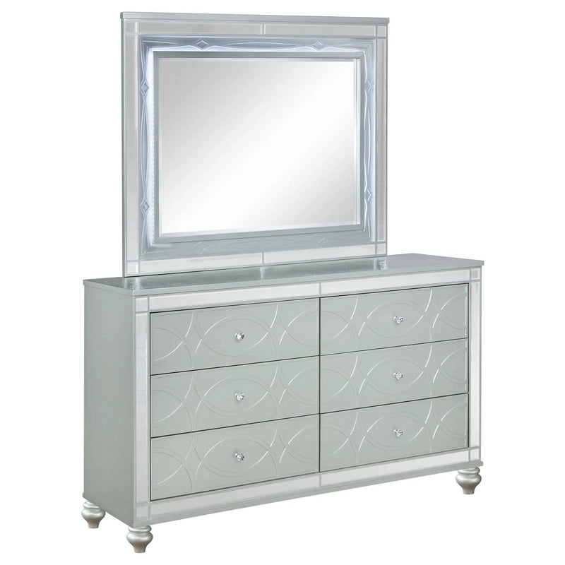Gunnison 6-drawer Dresser with Mirror Silver Metallic by Unique Piece Furniture