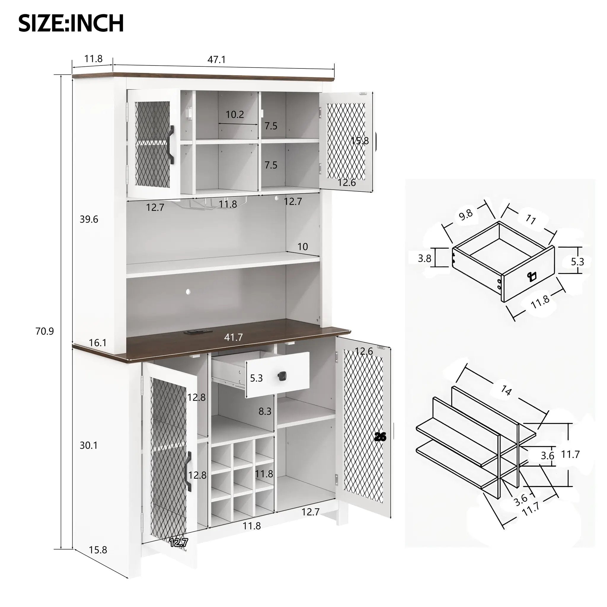 70.9" Kitchen Pantry Storage Cabinet by HouseOfZazla