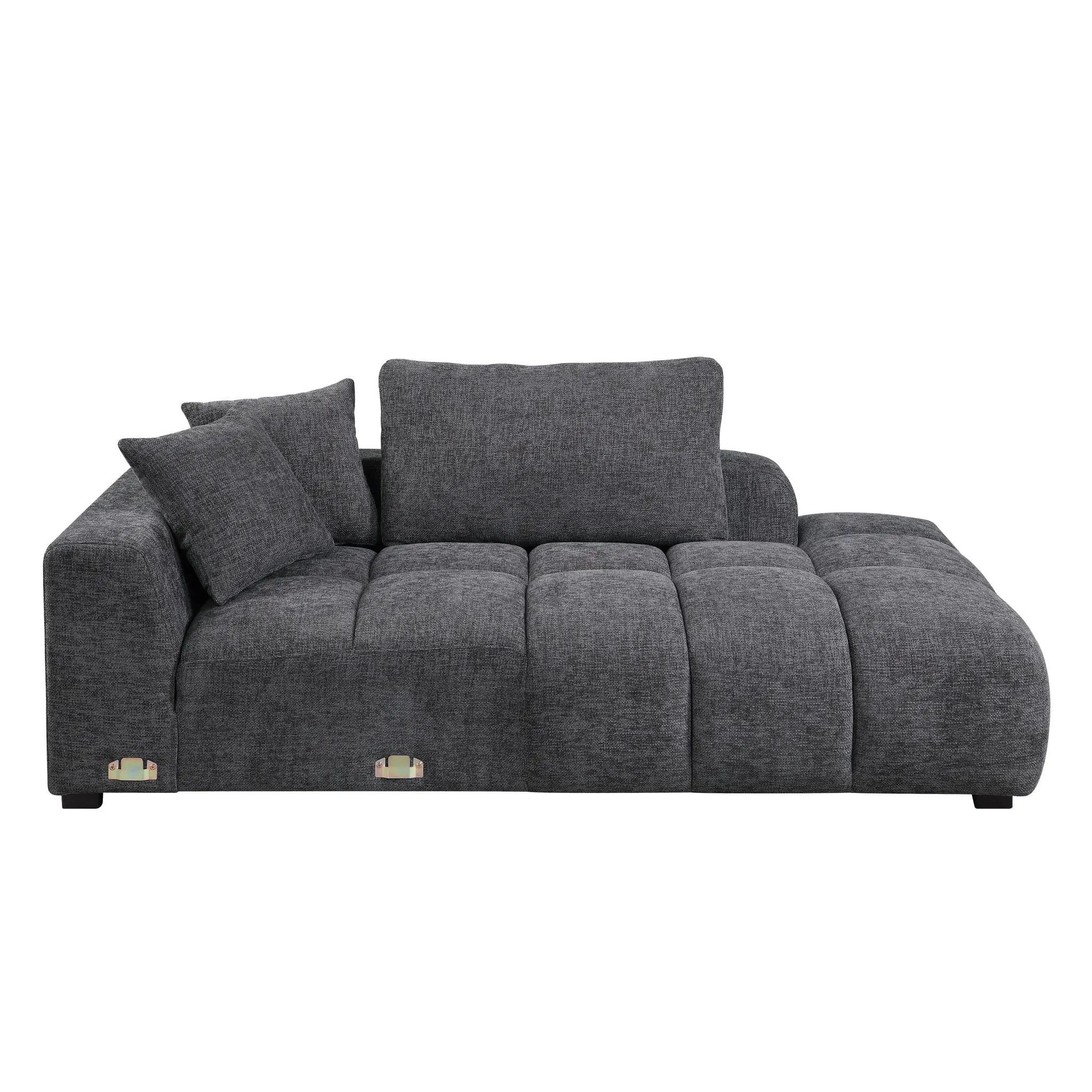 Chosen - Sectional Sofa With Toss Pillows With 2 Chaises With Ottoman - Gray by HouseOfZazla