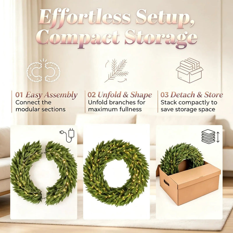 36 in Pre-Lit Norwegian Spruce Christmas Wreath, photo 3 of 9