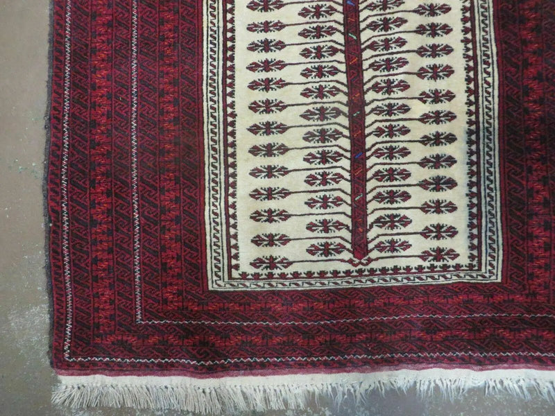 3' X 5' Antique Handmade Turkoman Balouchi Prayer Wool Rug Khamesh by Jewel Rugs