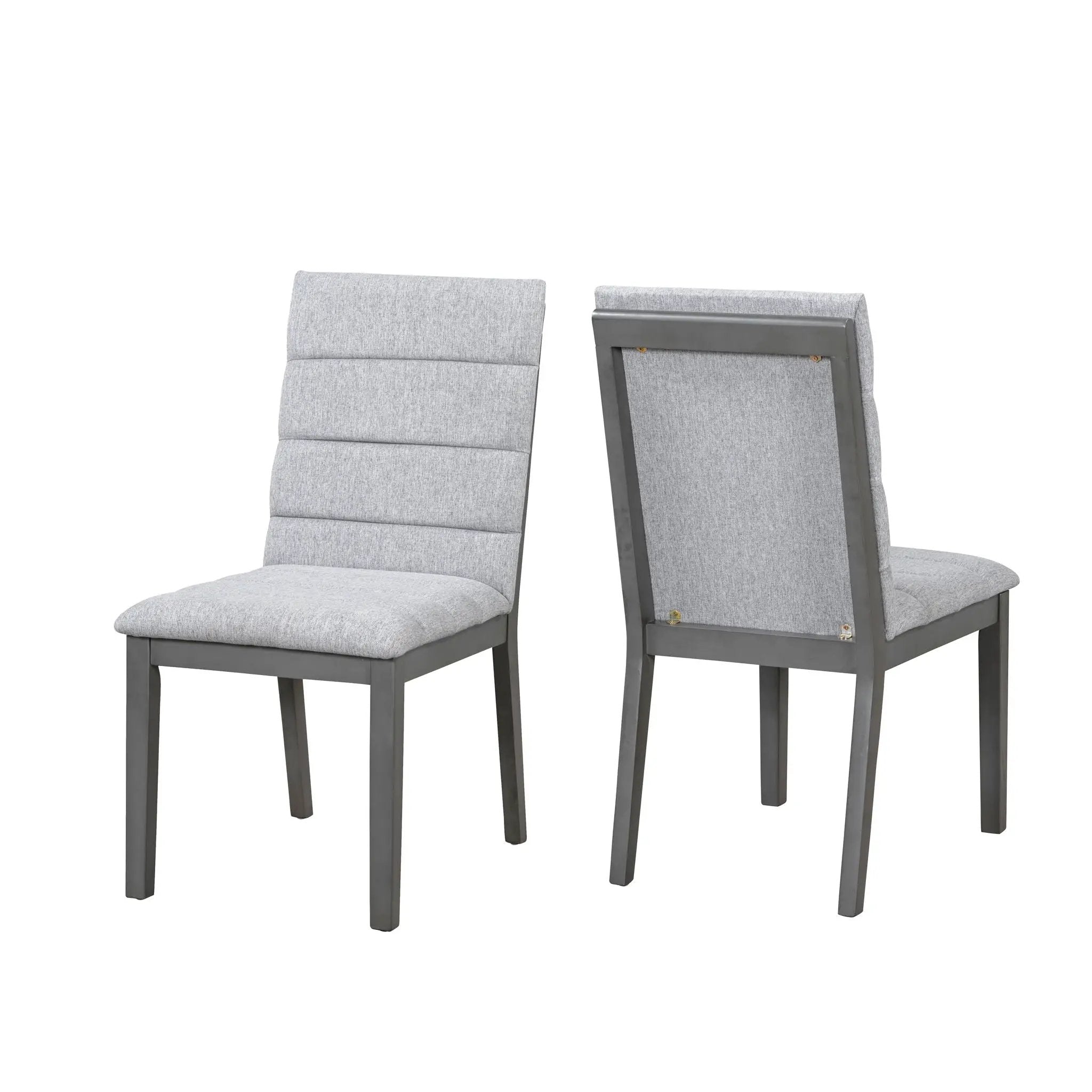Tufted Upholstery Modern Dining Chairs (Set of 2) Sleek Comfort With Rubber Wood Frame - Gray / Oak by HouseOfZazla