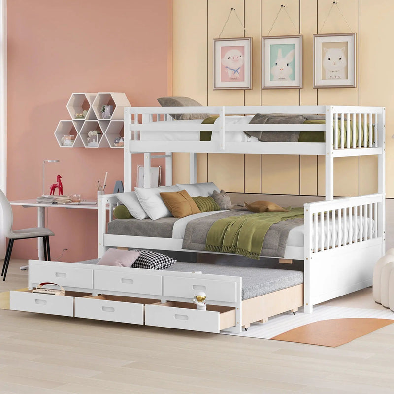 Bunk Bed With Twin Size Trundle And Drawers by Unique Piece Furniture