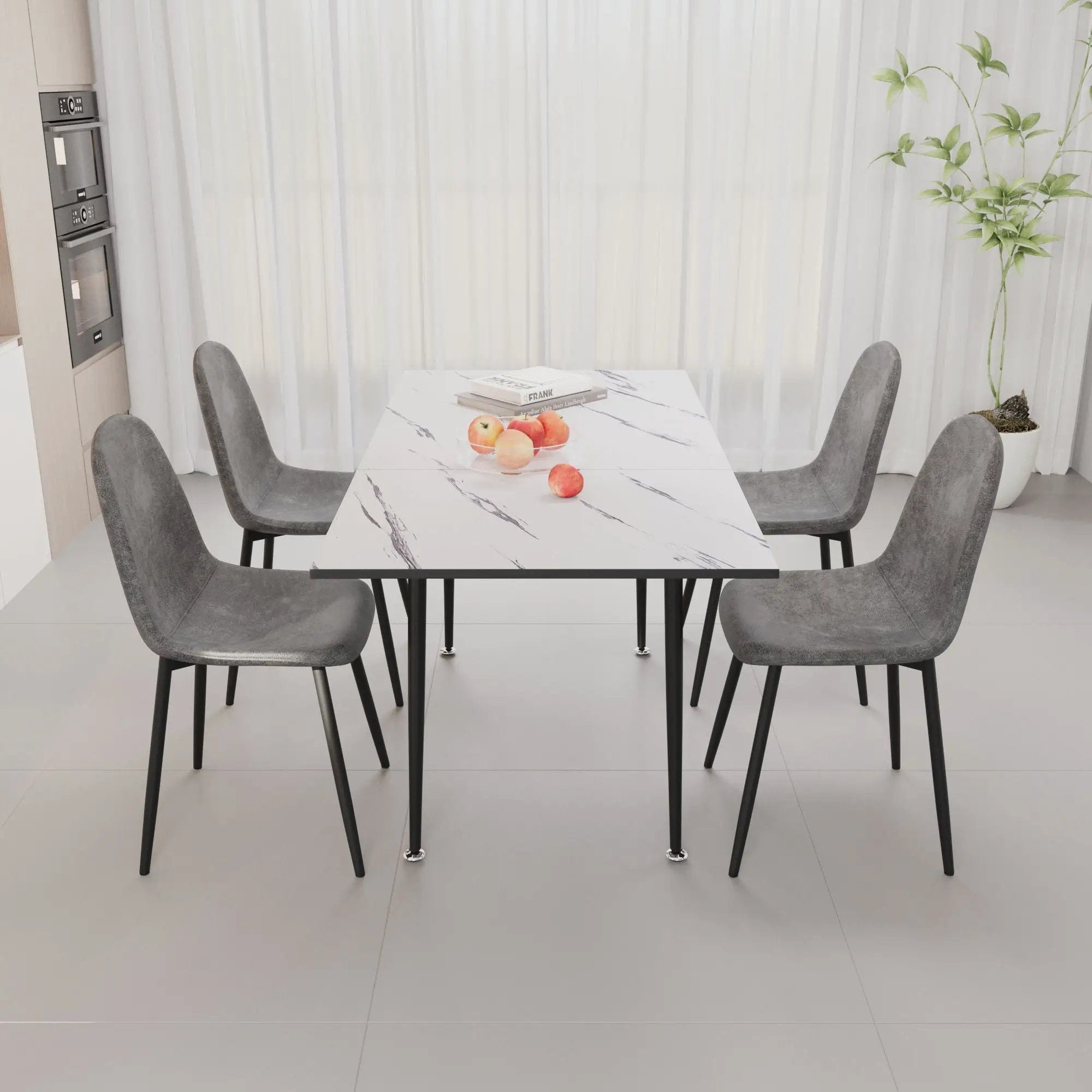 Modern Extendable Dining Table And Chair Set For 2 - 6 People by HouseOfZazla