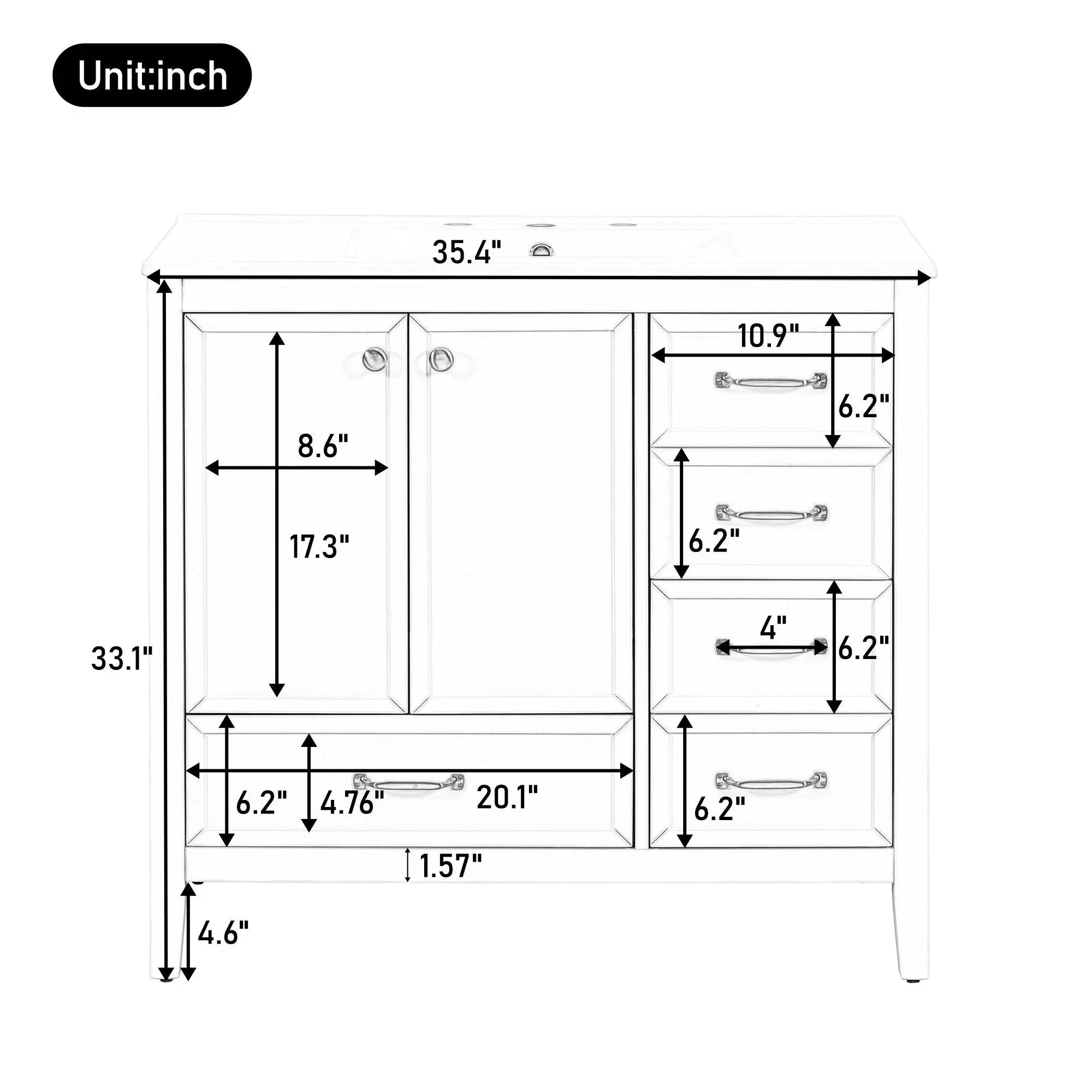 Elegant Vintage Bathroom Vanity With Sink and Soft Closing Drawers by HouseOfZazla