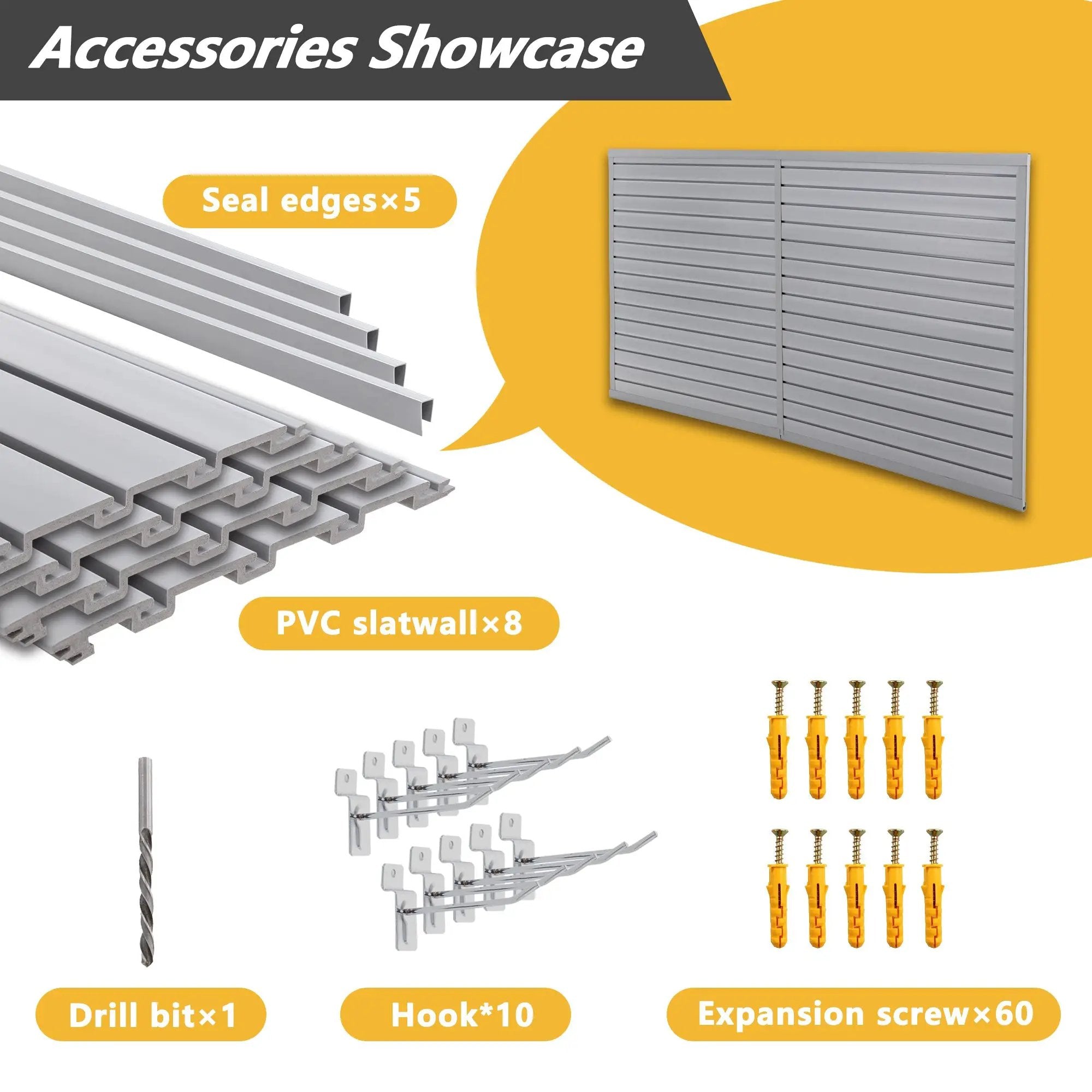 Heavy Duty PVC Slatwall Garage Organizer, 8ft x 4ft by HouseOfZazla
