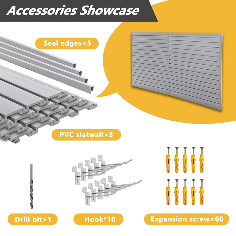 Heavy Duty PVC Slatwall Garage Organizer, 8ft x 4ft by HouseOfZazla