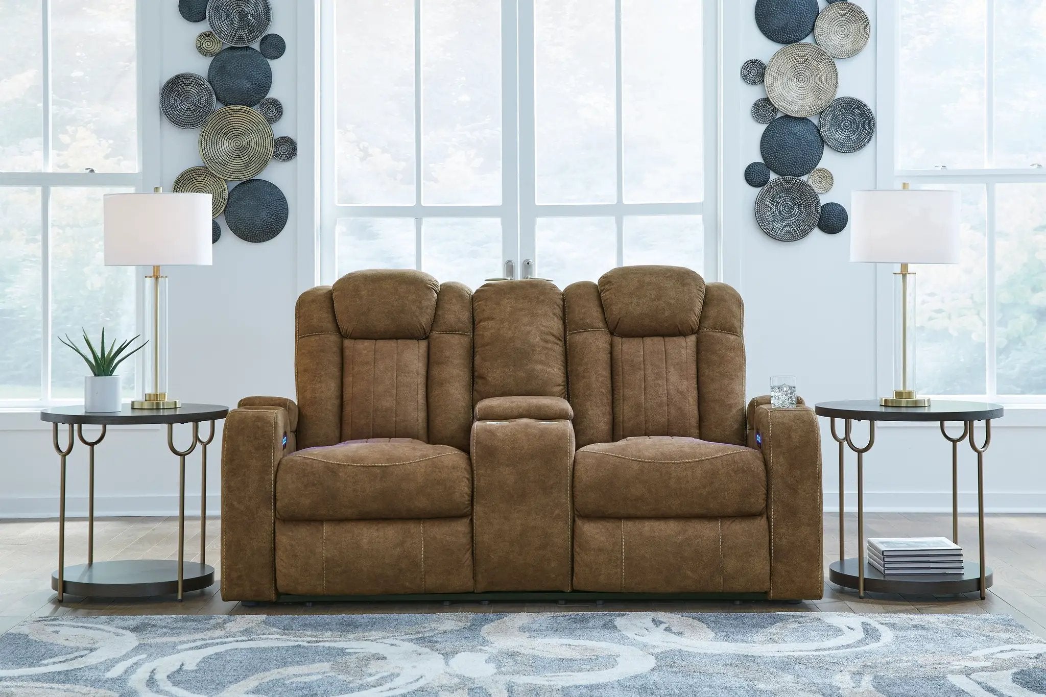 Wolfridge - Power Reclining Loveseat With Console /Adj Hdrst - Brindle by Unique Piece Furniture