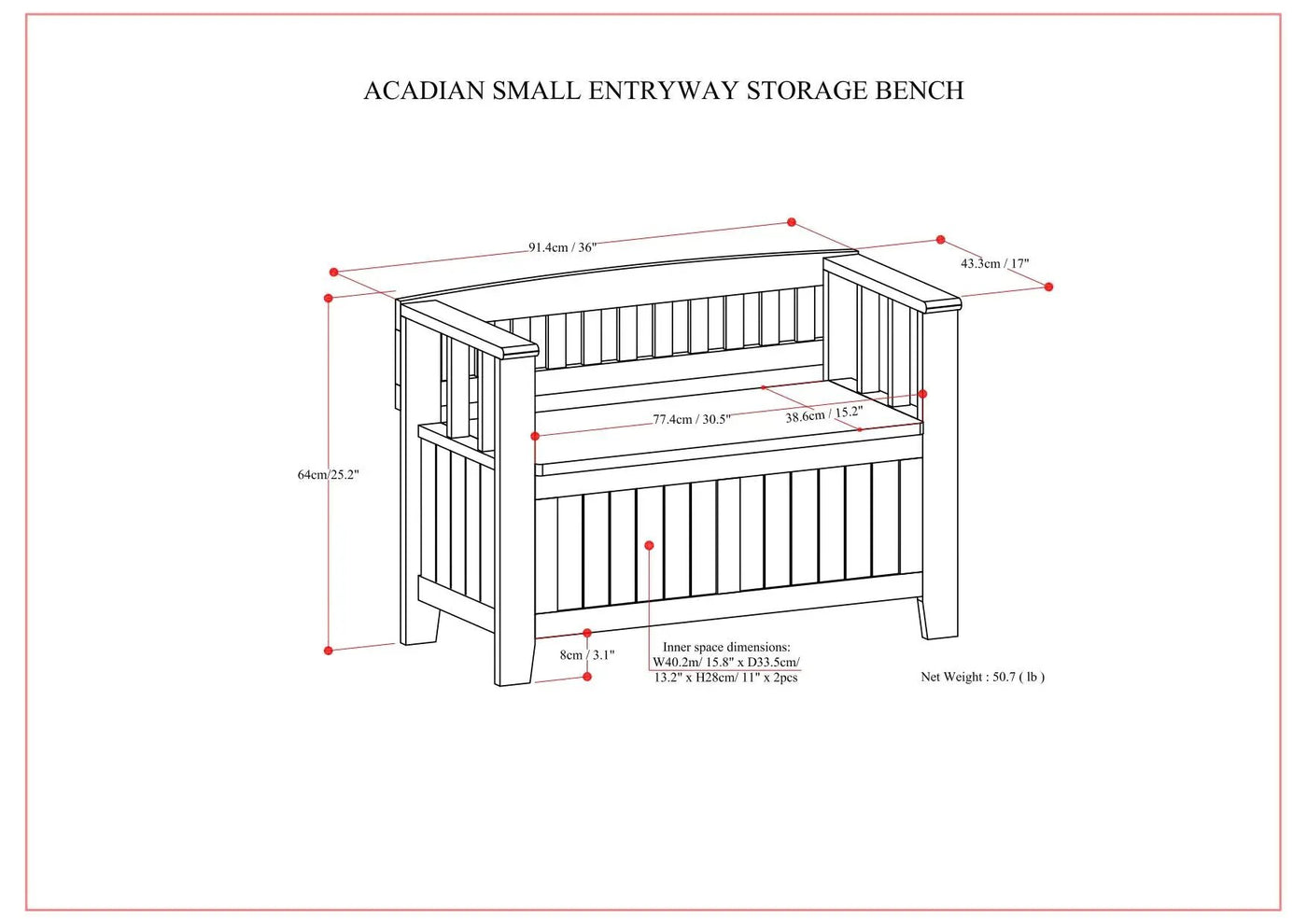 Acadian - Entryway Storage Bench, Handcrafted by Unique Piece Furniture