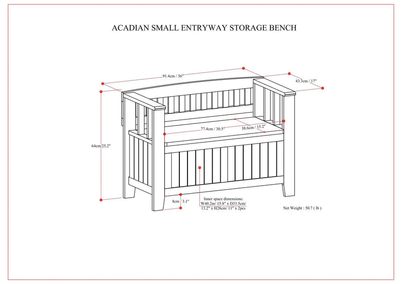 Acadian - Entryway Storage Bench, Handcrafted by HouseOfZazla