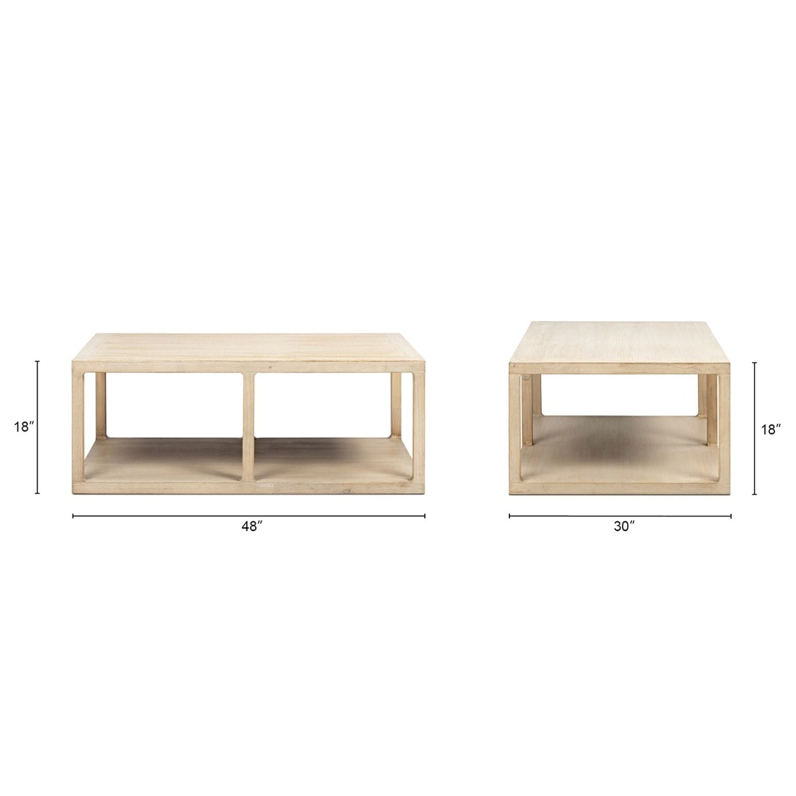 Ellis - Open Frame Coffee Table With Lower Shelf - Natural by HouseOfZazla