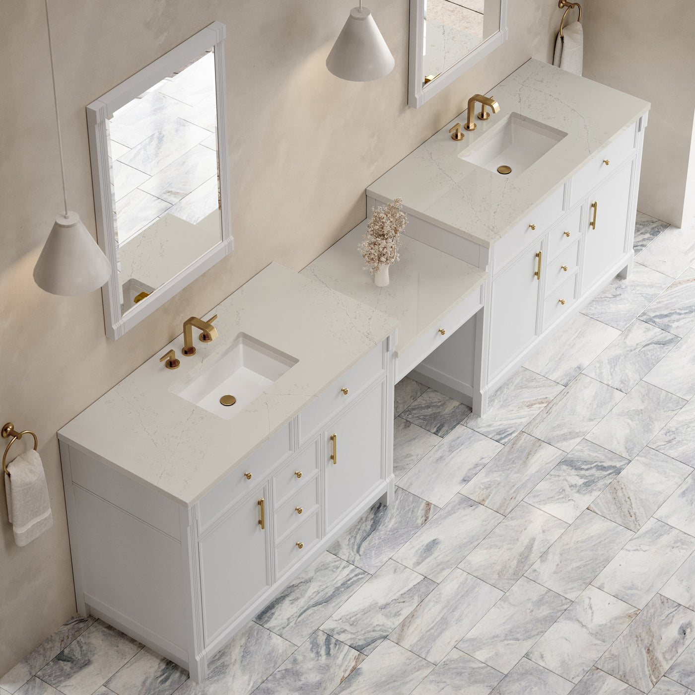 James Martin Bellshire 120" Double Bathroom Vanity, Bright White, view 38