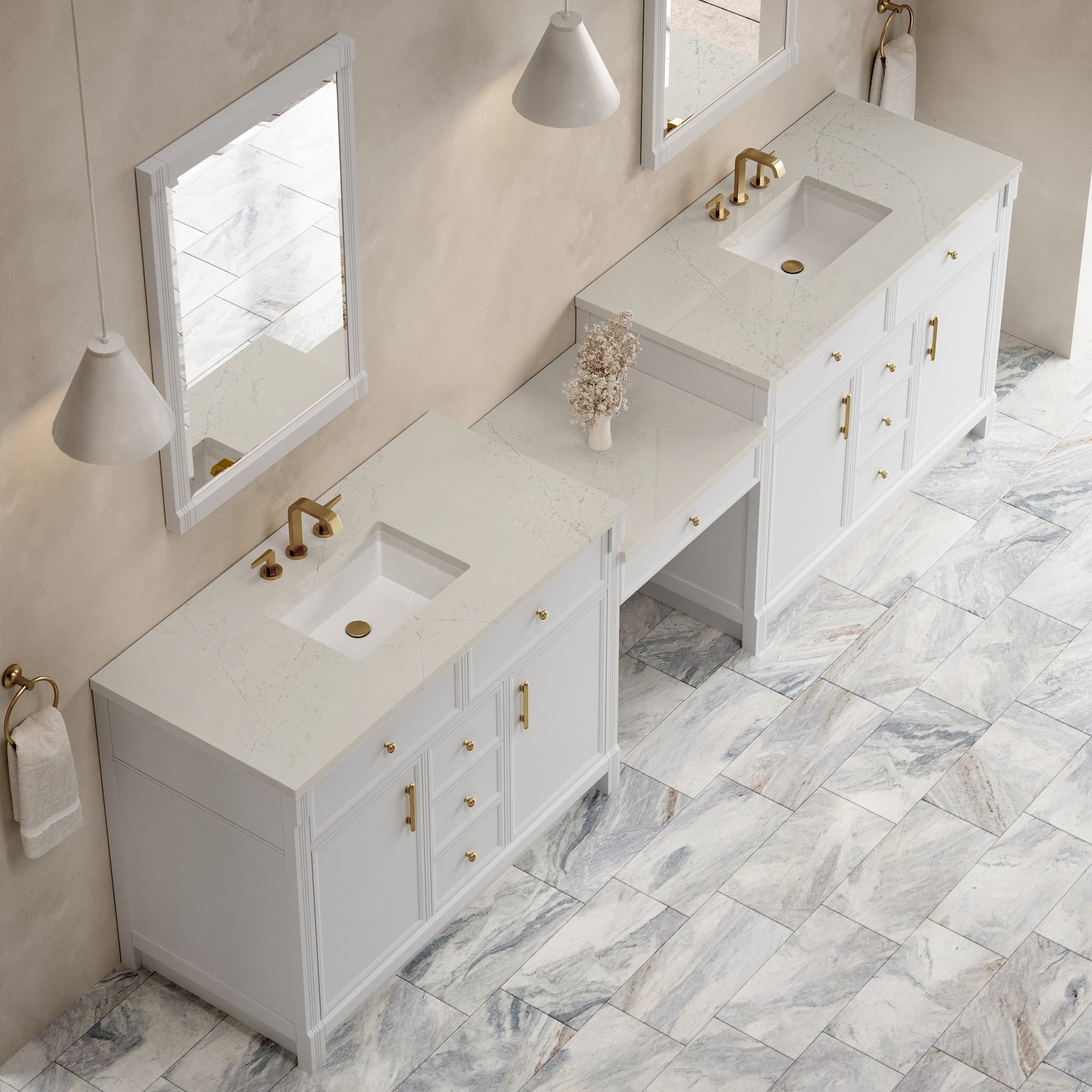 James Martin Bellshire 120" Double Bathroom Vanity, Bright White, view 38