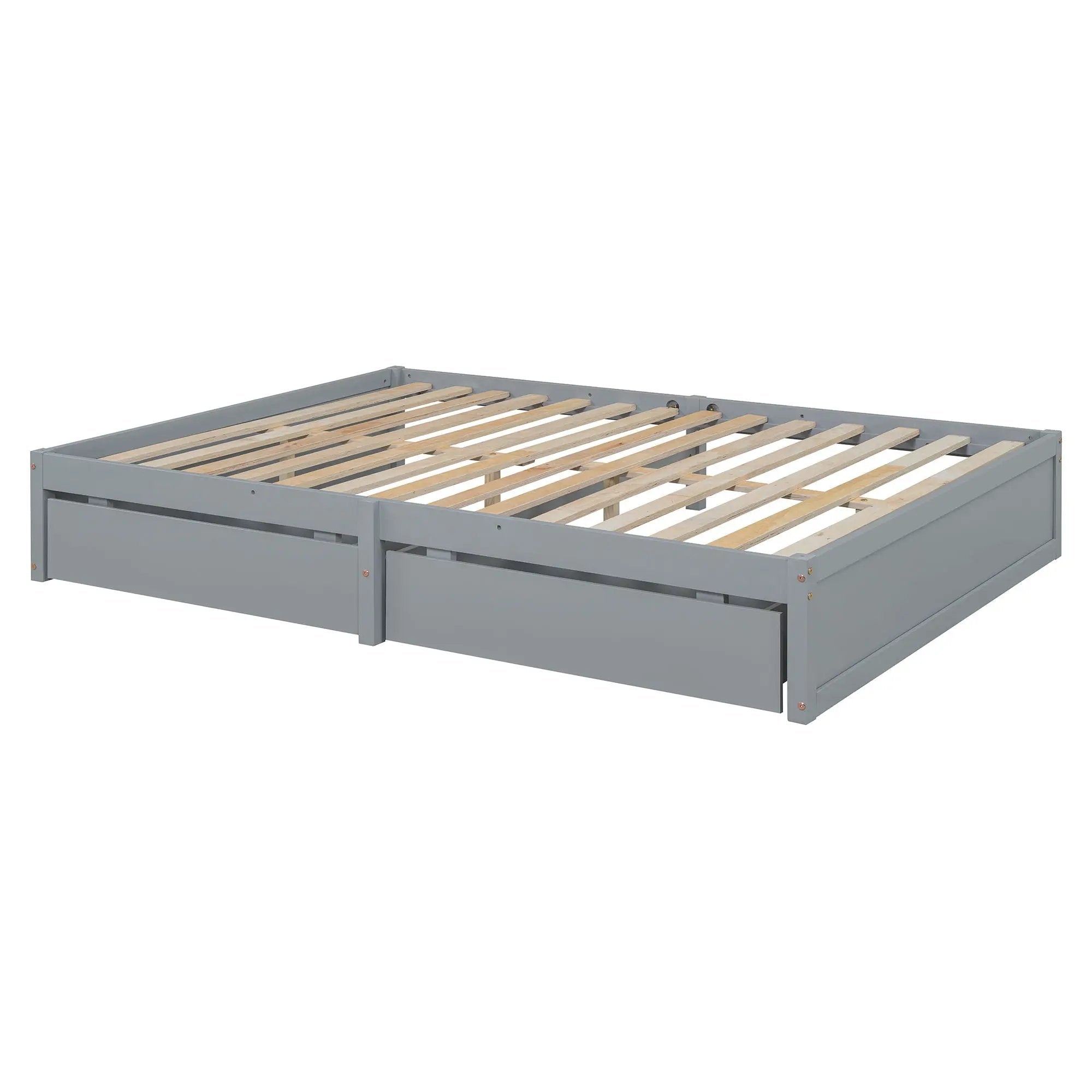 Daybed With Fence Guardrails And 2 Drawers, Split Into Independent Floor Bed & Daybed by HouseOfZazla