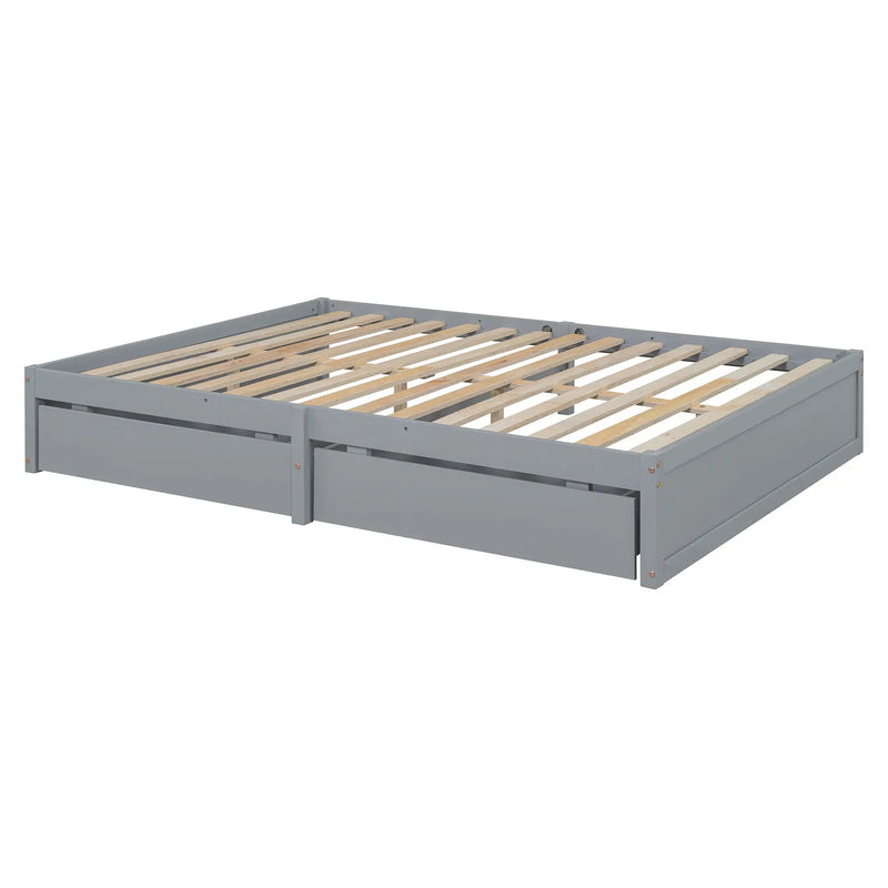 Daybed With Fence Guardrails And 2 Drawers, Split Into Independent Floor Bed & Daybed by HouseOfZazla