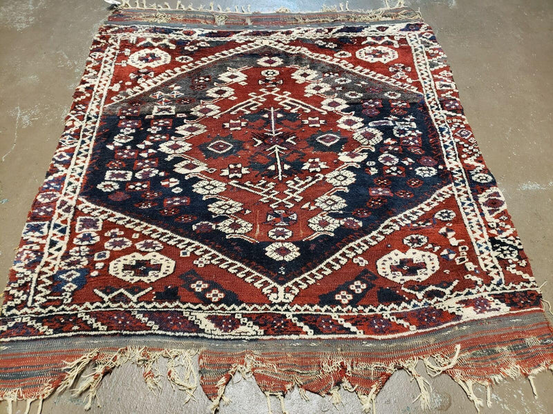 4' X 4' 4" Antique Handmade Turkish Oriental Bergema Wool Veg Dyes Tribal Collectible Rug by Jewel Rugs