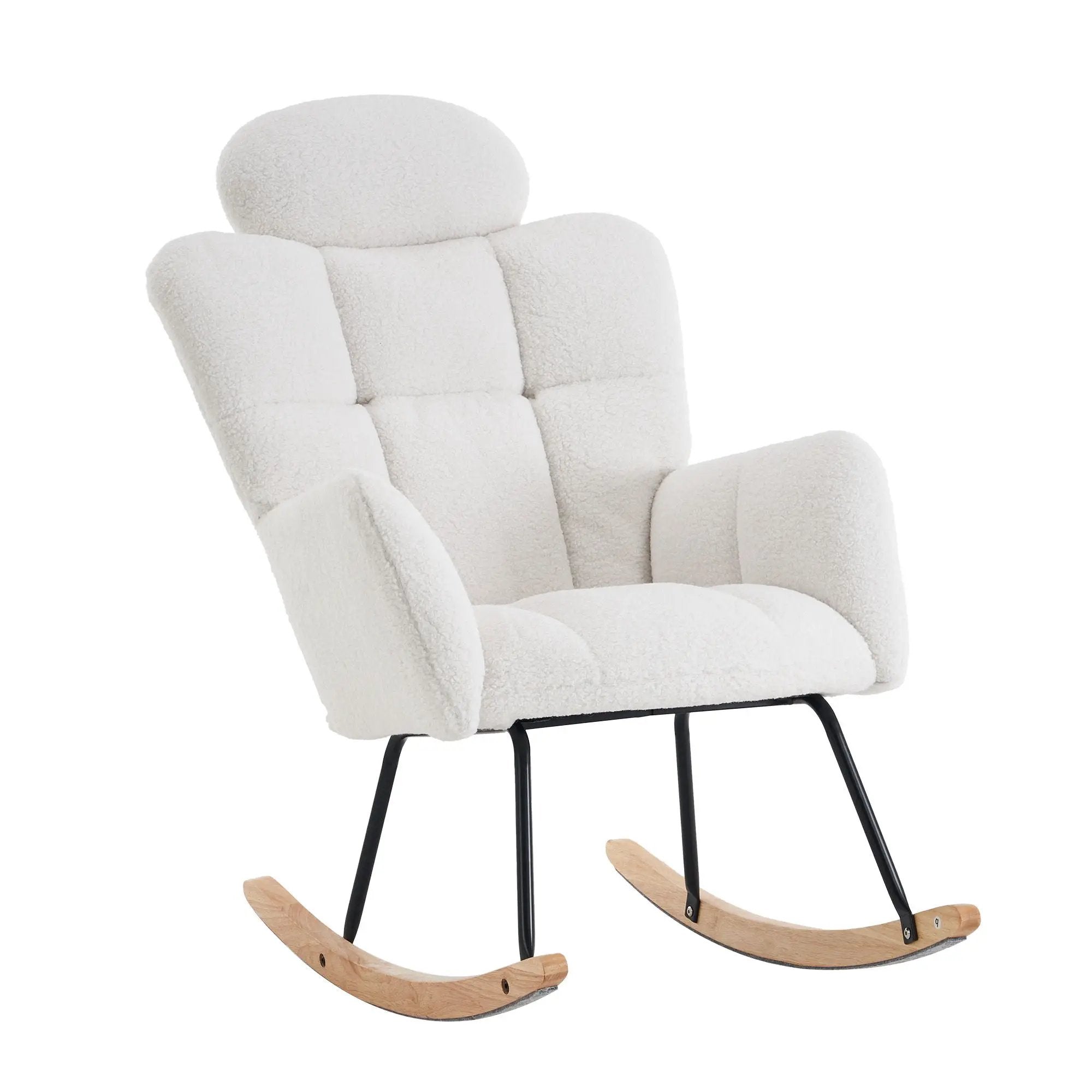 Contemporary Teddy Fabric Upholstered Nursery Rocking Glider Chair With High Backrest And Pillow by HouseOfZazla