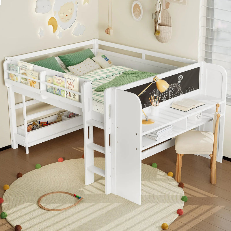 Full Loft Bed with Multi-Storage Bookcases, Boxes and Drawers by HouseOfZazla