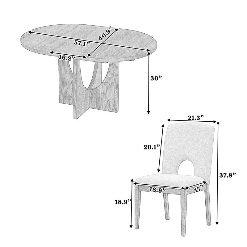 Topmax - 5 Piece Modern Extendable Round Dining Table Set With Removable Leaf For Small Places by HouseOfZazla