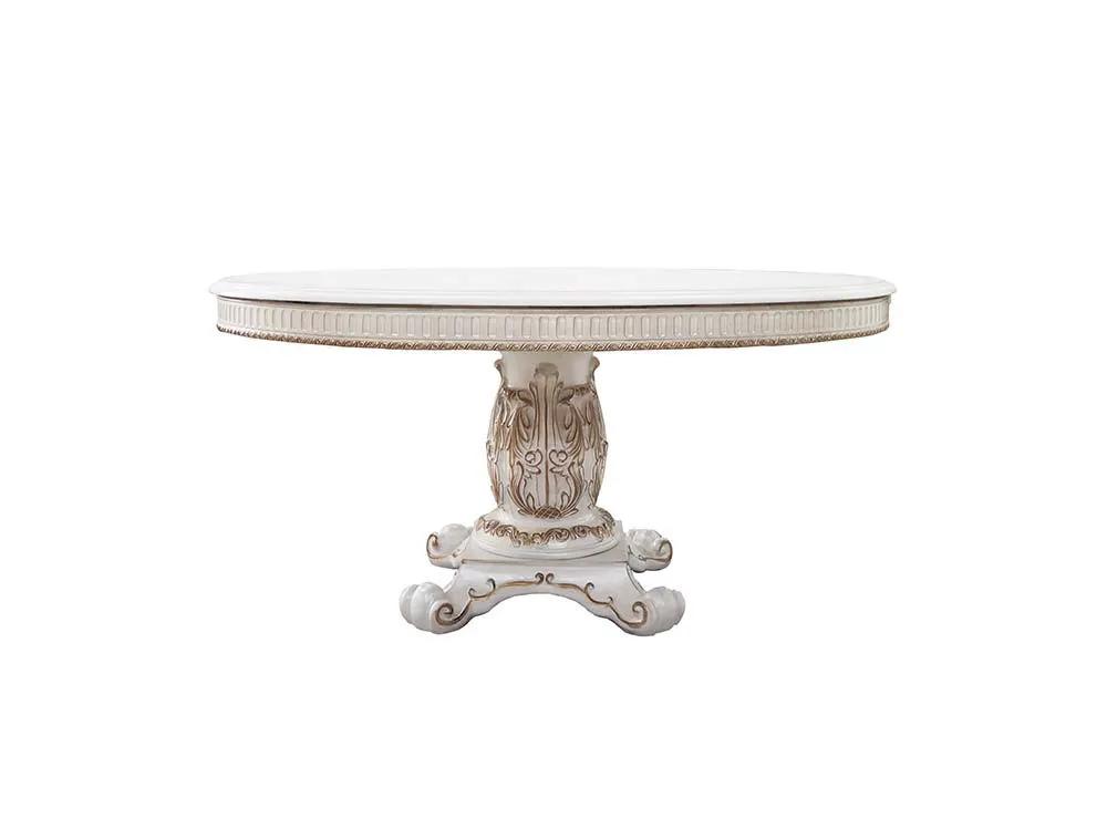 Vendome - 76" Round Dining Table With Pedestal Base - Antique Pearl by Unique Piece Furniture