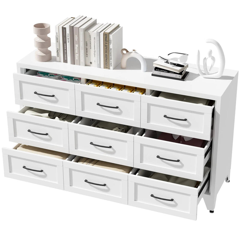 9 Drawer White Metal Dresser with Quiet-Glide Rails by HouseOfZazla