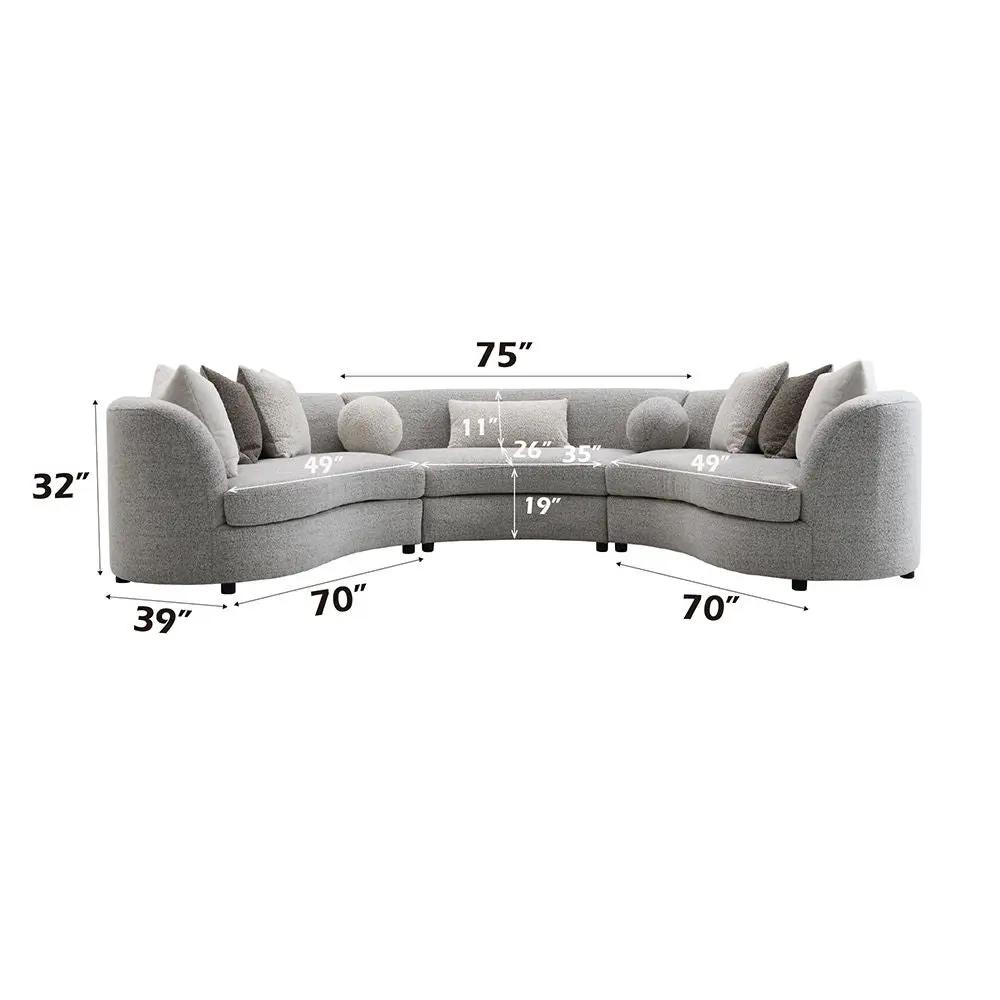Ivria - Sectional Sofa With 9 Pillows - Gray Boucle by Unique Piece Furniture