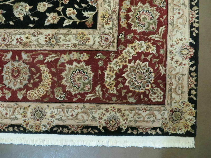 9' X 12' Vintage Handmade Fine Chinese Oriental Floral Wool Rug Silk Black by Jewel Rugs