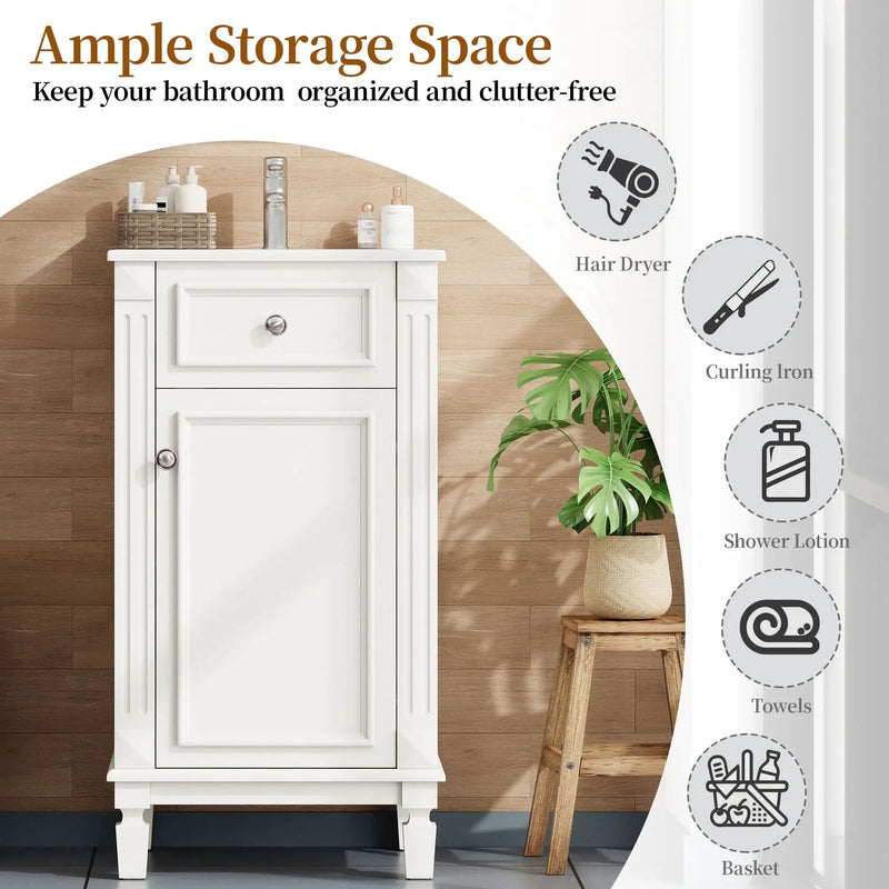 Bathroom Vanity With Sink, Soft-Closing Door, Adjustable Shelf by Unique Piece Furniture