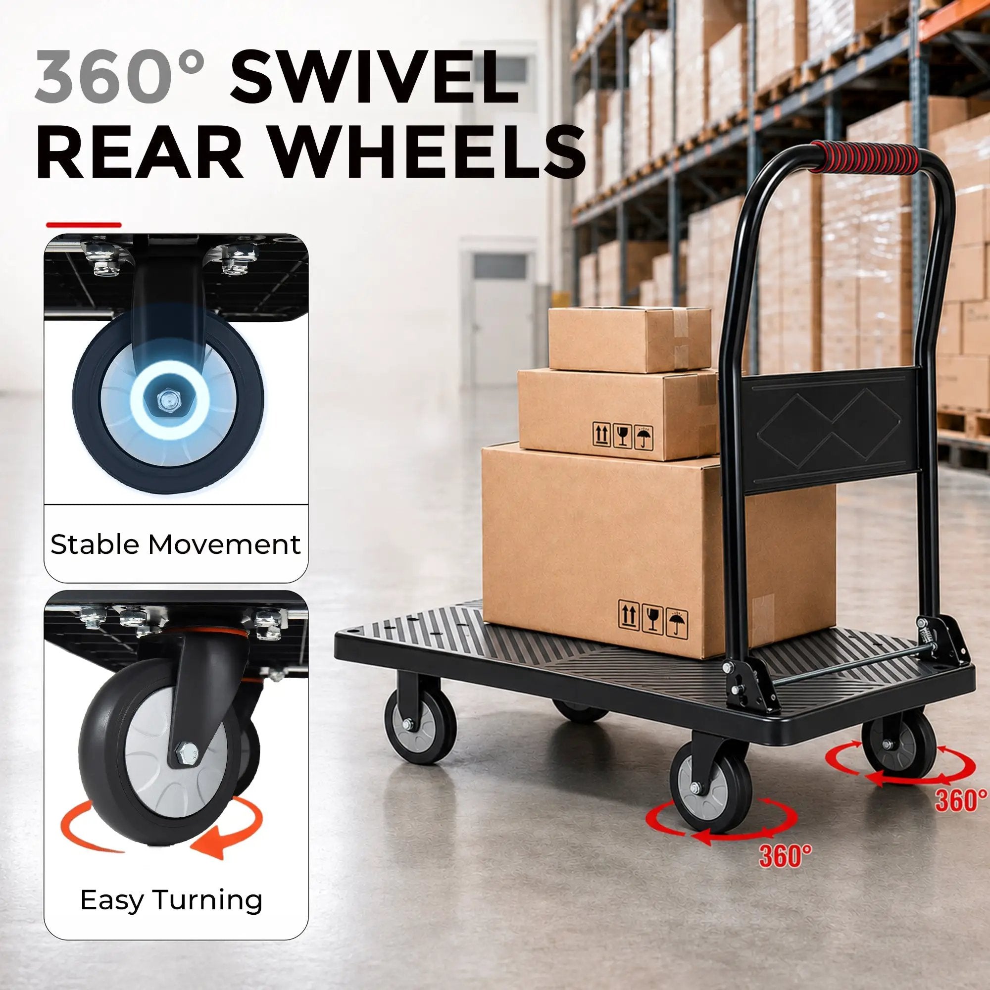 35-3/4" Long x 24" Wide Platform Truck - Foldable Handcart by HouseOfZazla