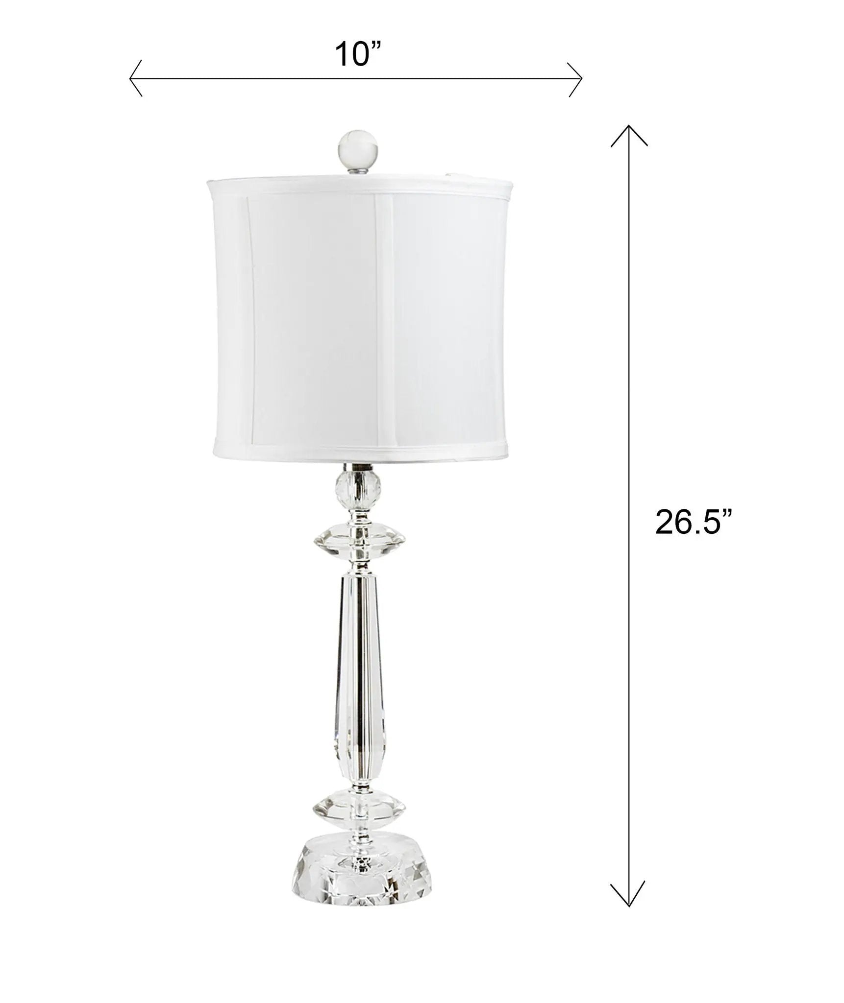 Karat - Contemporary Crystal Table Lamp (Set of 2) - Clear Crystal / Chrome / White Softback by HouseOfZazla
