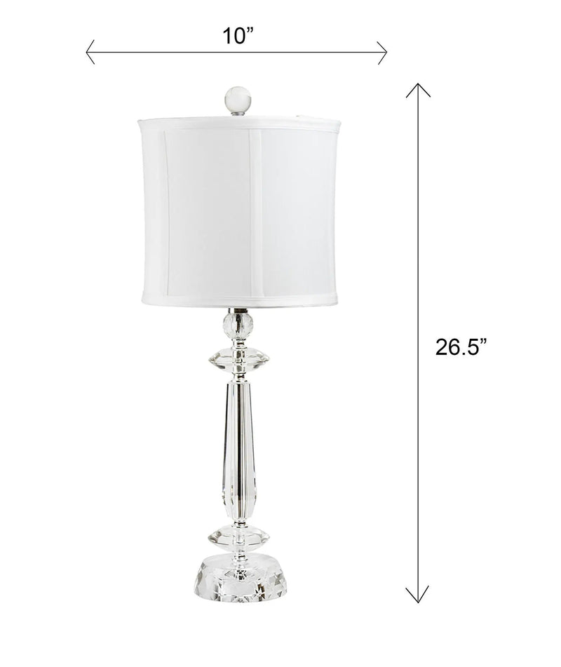 Karat - Contemporary Crystal Table Lamp (Set of 2) - Clear Crystal / Chrome / White Softback by HouseOfZazla