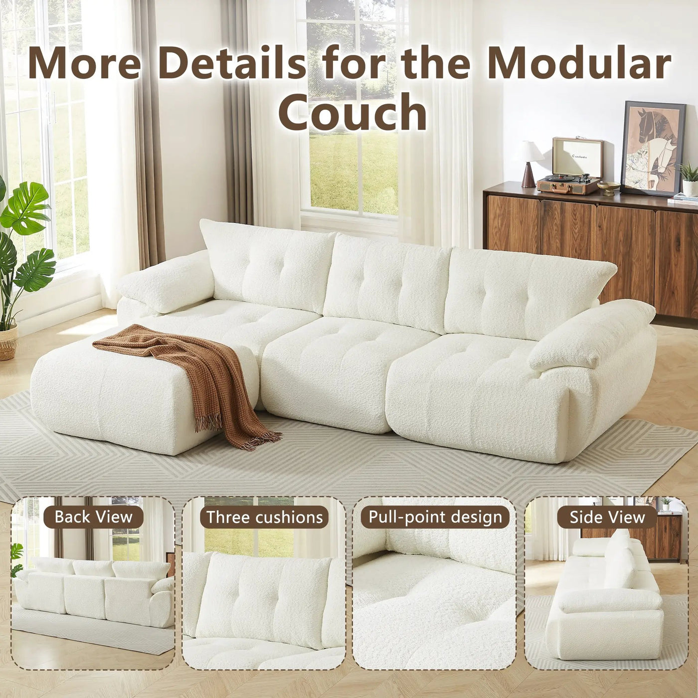 115'' Large Modern 3-Seater Sofa by HouseOfZazla