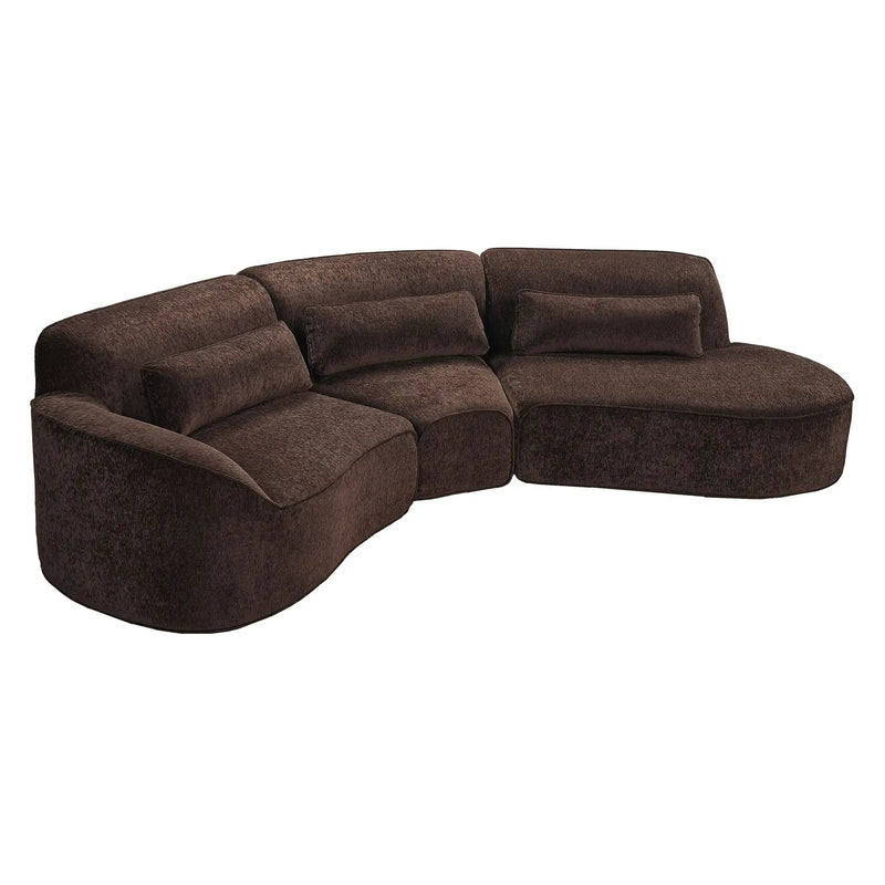 123" Modern Curved Sectional Sofa with Chaise Lounge - 3-Piece Set by HouseOfZazla