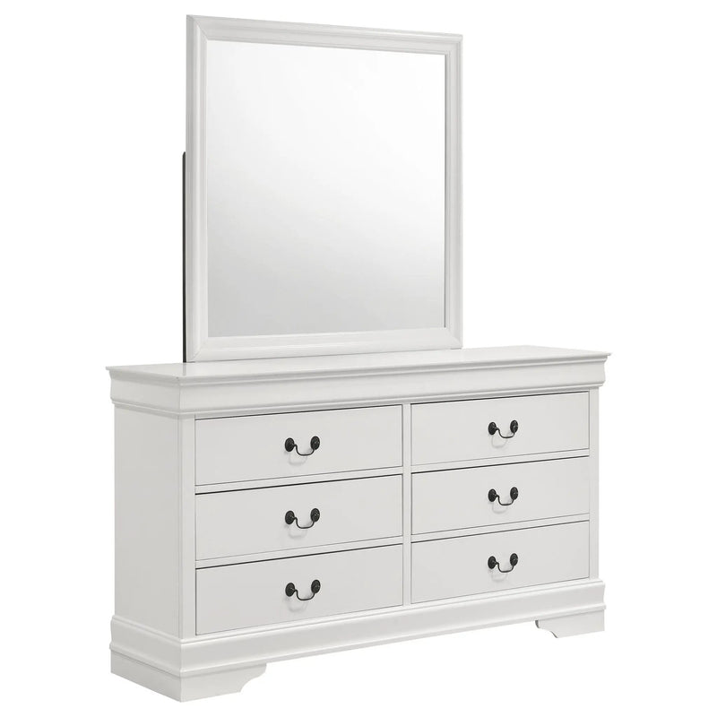 Louis Philippe 6-drawer Dresser and Mirror White by Unique Piece Furniture
