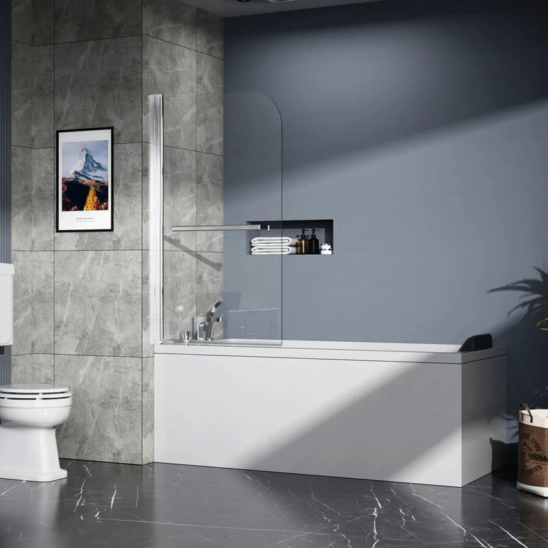 Bathtub Screen Framless Shower Door Tempered Glass Shower Panel - Transparent by HouseOfZazla