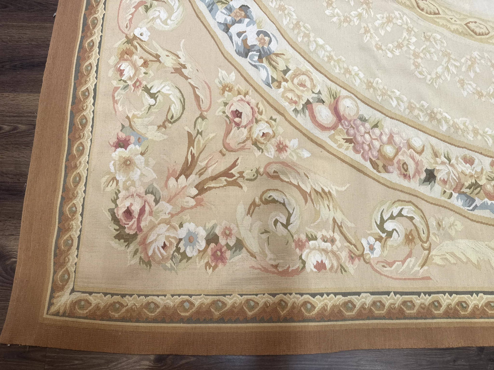 Aubusson Rug 9x12, French European Design, Floral, Elegant by Jewel Rugs