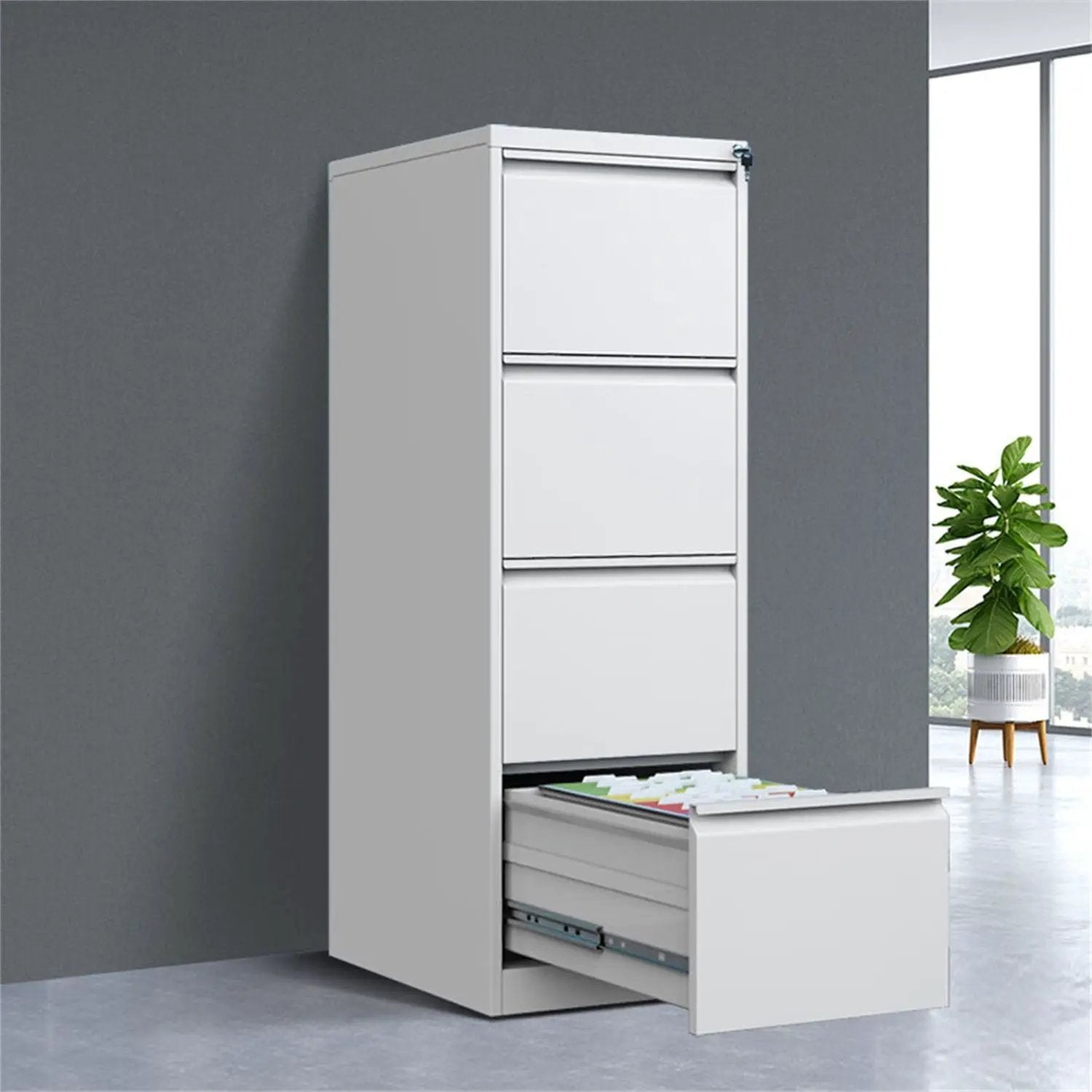 Durable Metal 3 Drawer File Cabinet With Lock For Office Storage by Unique Piece Furniture