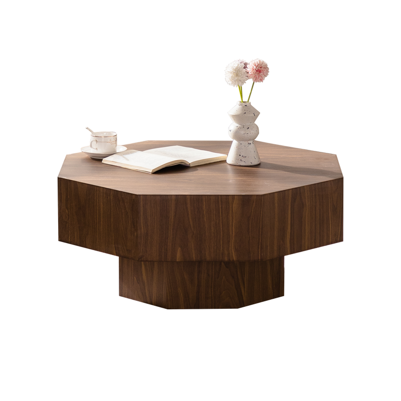 30.51 Inch Wooden Octagonal Coffee Table for Living Room by HouseOfZazla