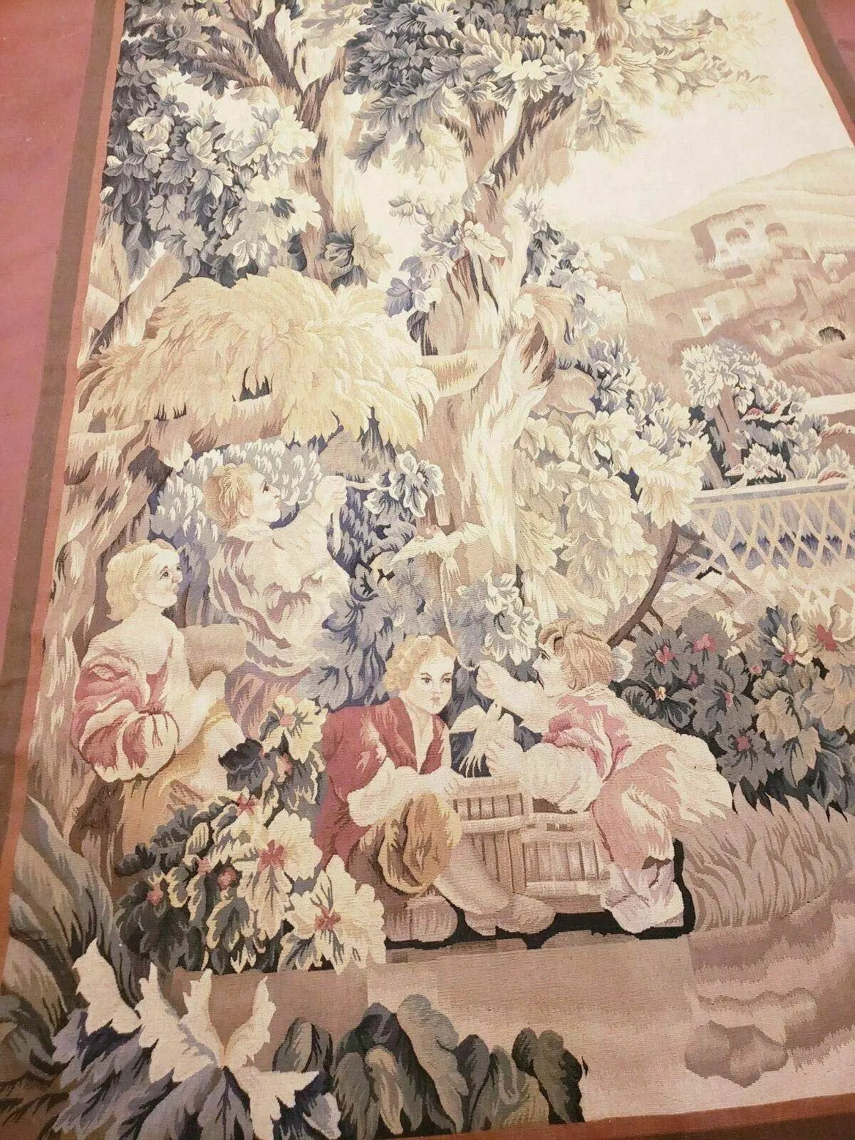 4' X 6' Tapestry French Design Handmade Aubusson Weave Nature One Of A Kind by Jewel Rugs