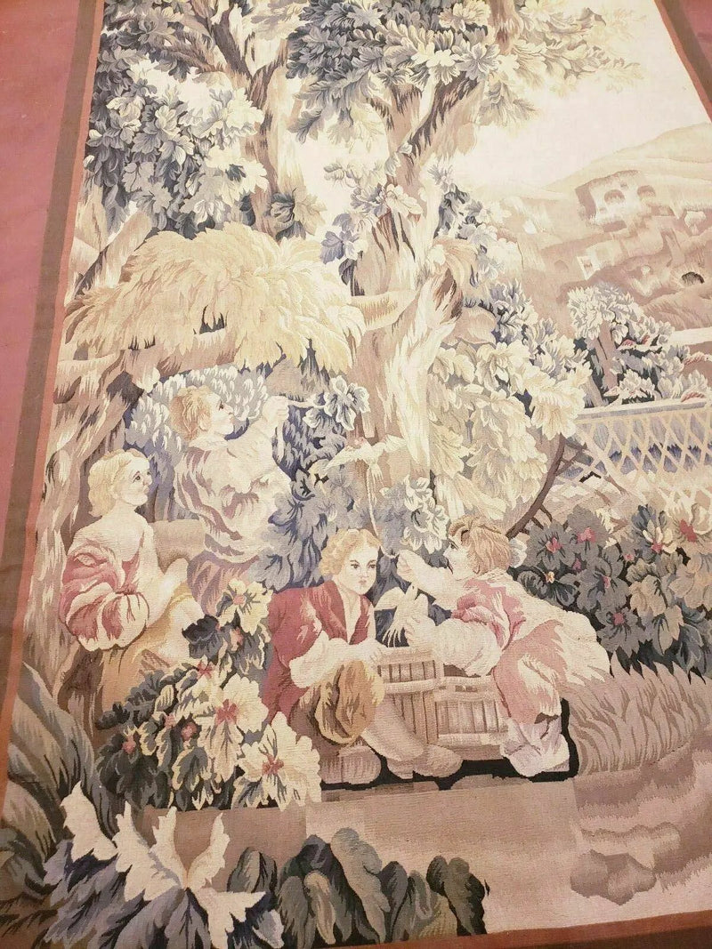 4' X 6' Tapestry French Design Handmade Aubusson Weave Nature One Of A Kind by Jewel Rugs