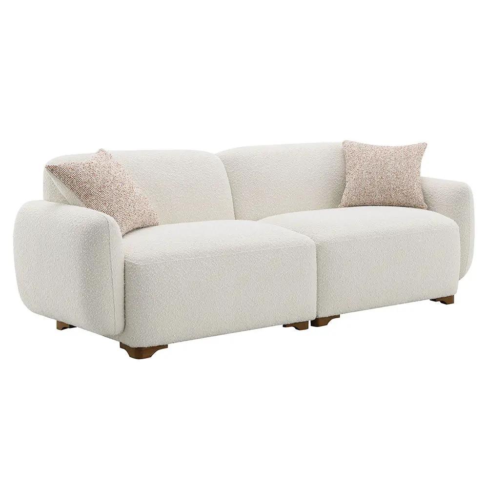 Darius - Sofa With 2 Pillows - Beige Boucle by Unique Piece Furniture