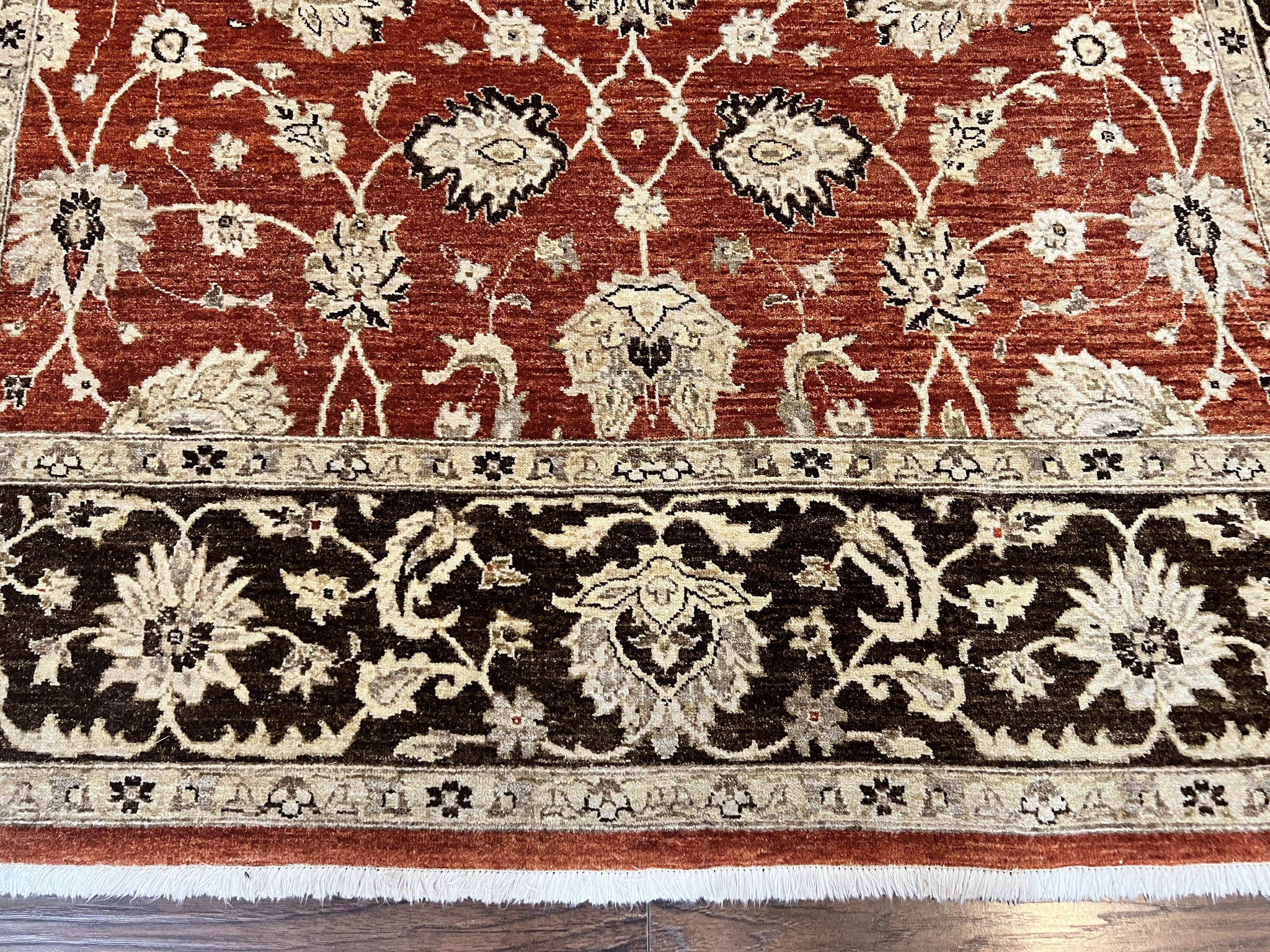 Pakistani Oriental Rug 6x9, Red, Floral Allover, Handmade Wool Rug, Peshawar Chobi Rug, Pak Persian Carpet 6 x 9 by Jewel Rugs