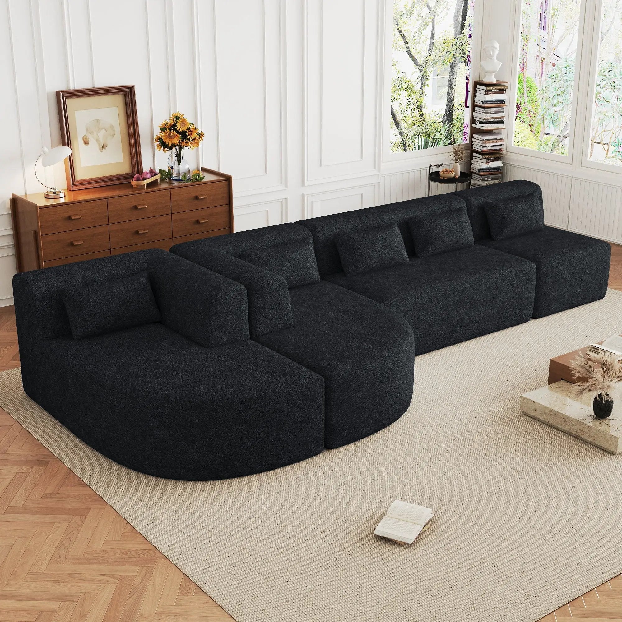 Upholstered Sofa Free Combined Sofa Couch With 2 Chaise Lounge And Five Back Pillows For Living Room by HouseOfZazla