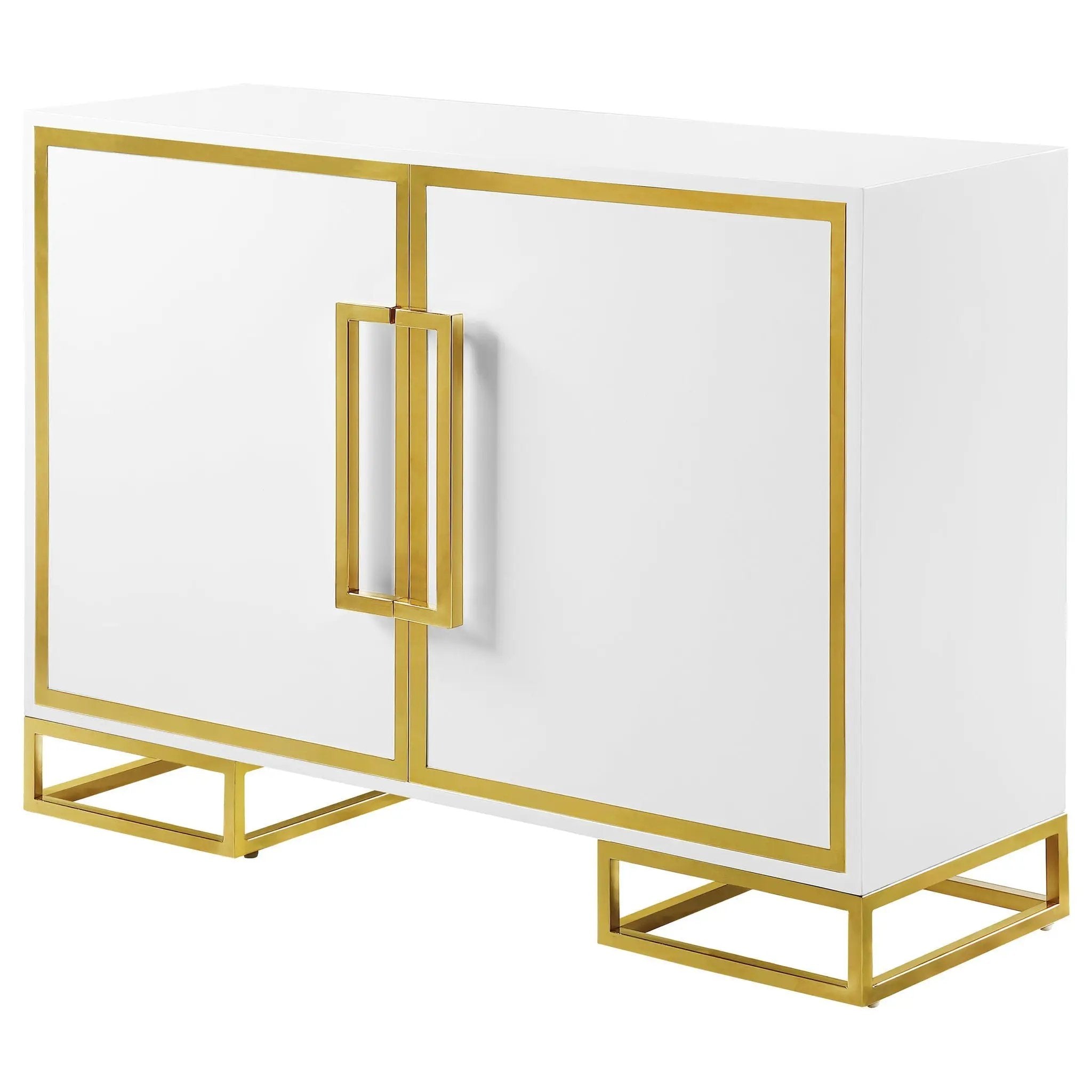 Synchrony - 2 Door Accent Cabinet With Art Deco Trim - White by HouseOfZazla