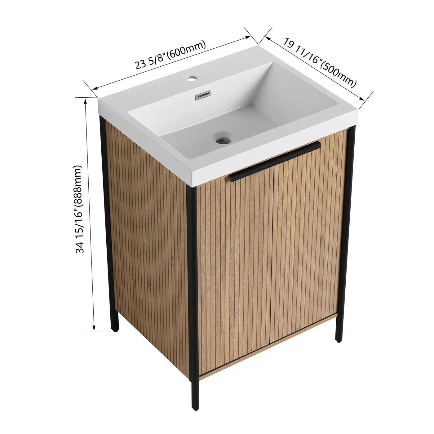 Modern Freestanding Bathroom Vanity With Resin Sink & Soft Close Cabinet Doors by HouseOfZazla