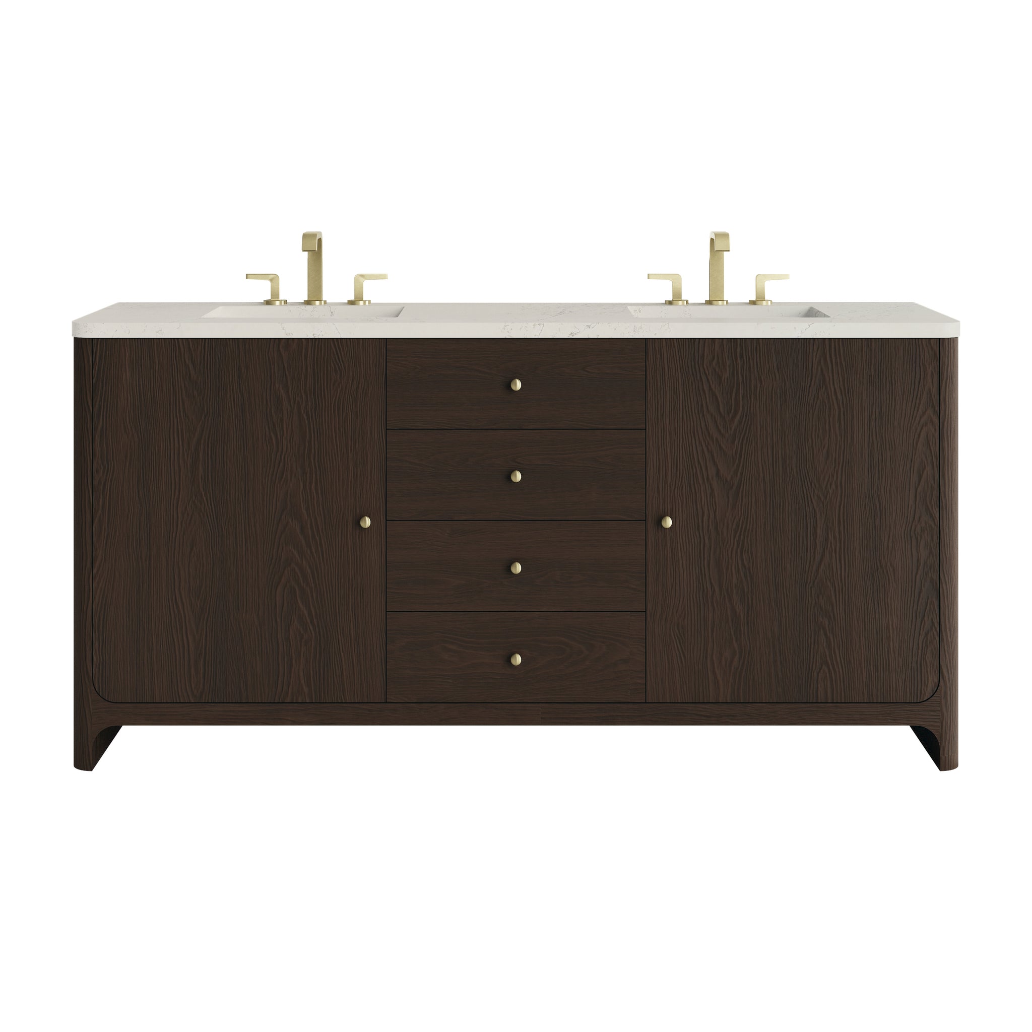 James Martin Gracyn 72" Double Bathroom Vanity, Sable with Siberian (Widespread) countertop