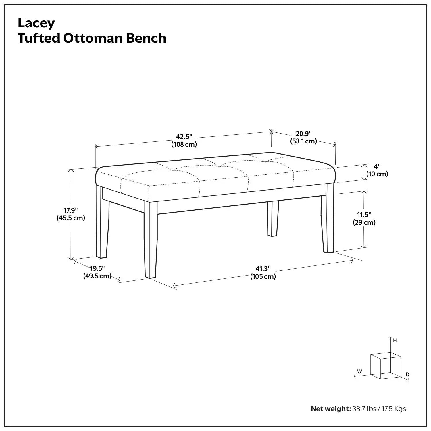 Lacey - Upholstered Tufted Ottoman Bench by Unique Piece Furniture