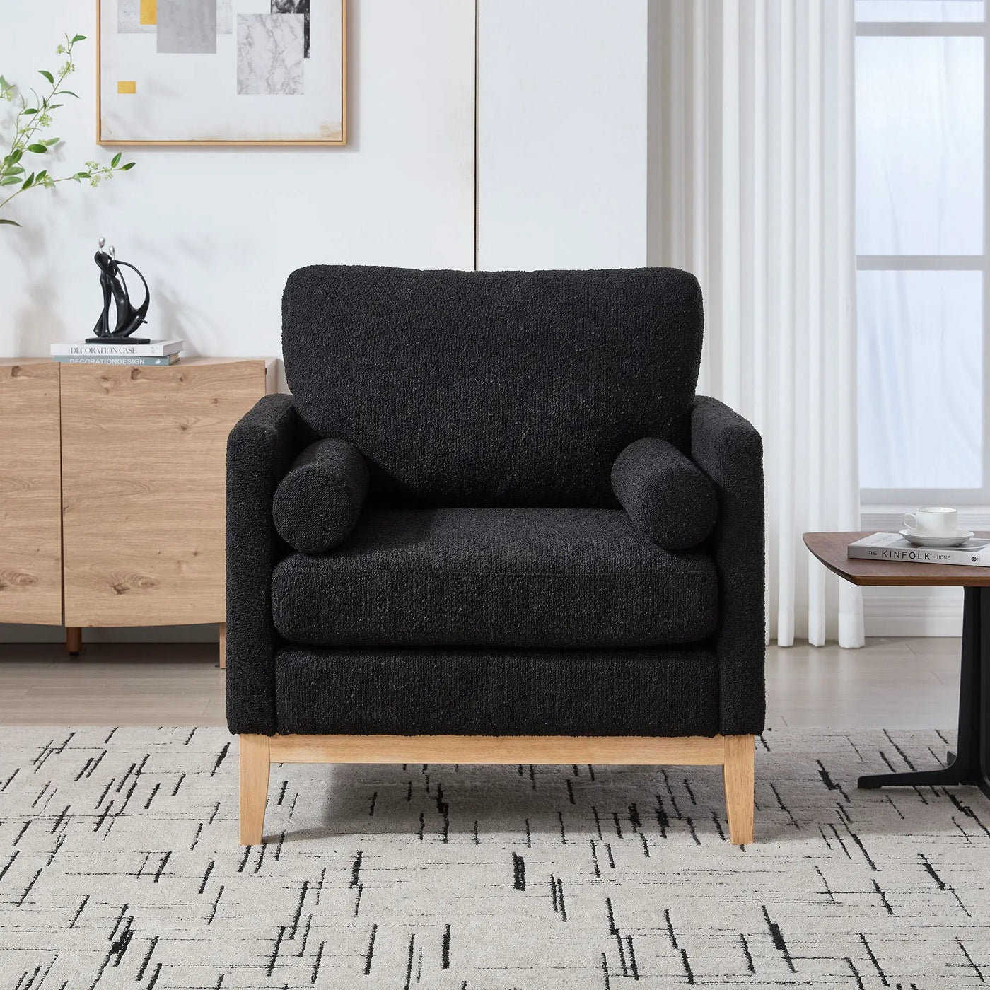 Wide Modern Performance Accent Chair With Natural Legs by Unique Piece Furniture