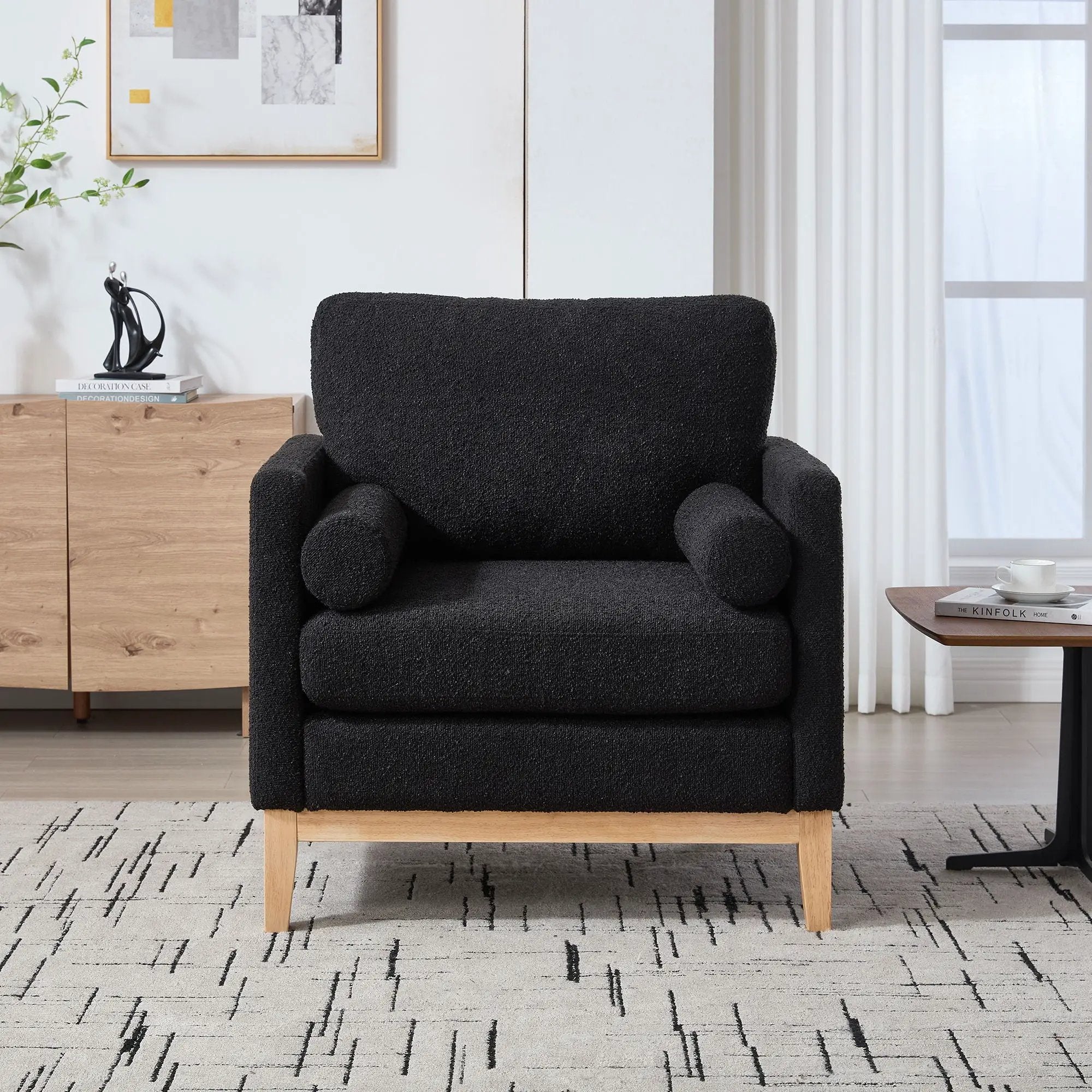 Wide Modern Performance Accent Chair With Natural Legs by Unique Piece Furniture